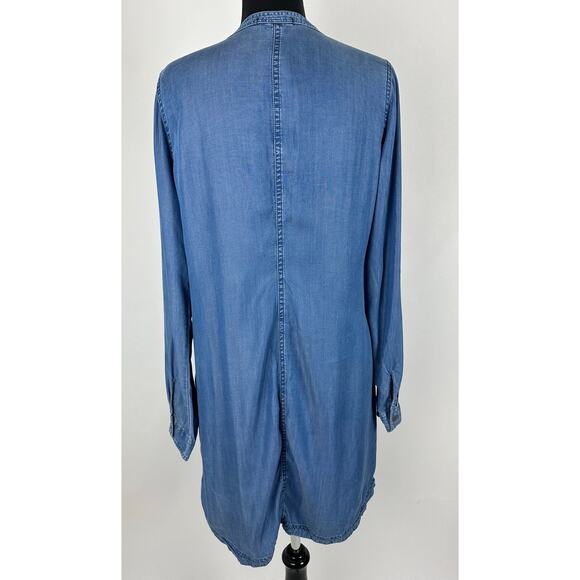 Prana Size Large Aliki Roll Tab Sleeve Antique Denim Chambray Shirt Dress - Picture 4 of 8